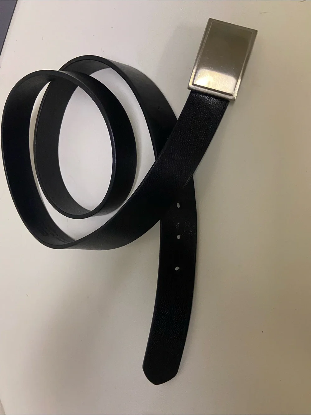 Coach Black Leather Belt Brushed Silver Plaque Buckle Unisex 40” Made In Italy